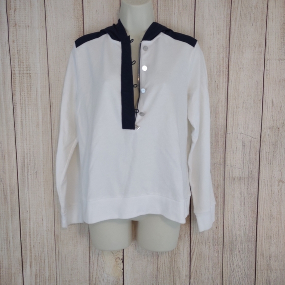 LRL Ralph Lauren white & navy blue pullover sweatshirt hoodie large - Picture 4 of 12